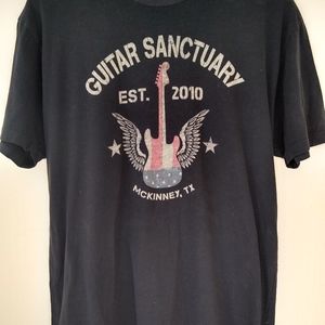 Vintage Guitar Sanctuary graphic T-shirt McKinney Texas